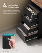Rolcontainer – 4 laden – op wielen – inktzwart