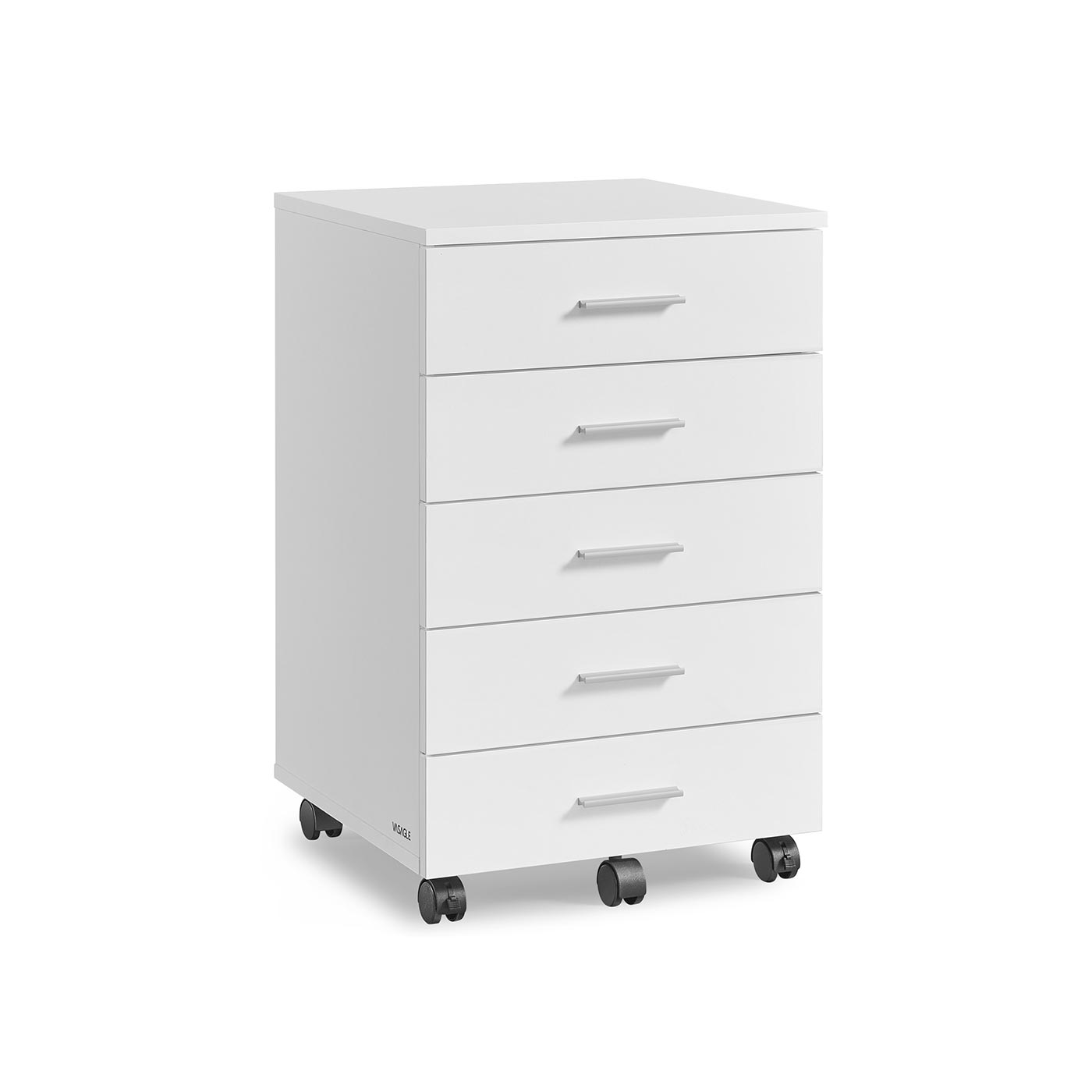 Rolcontainer met 5 lades – 40 x 42 x 65,7 cm – Cloud White – Tot 45 kg draagvermogen