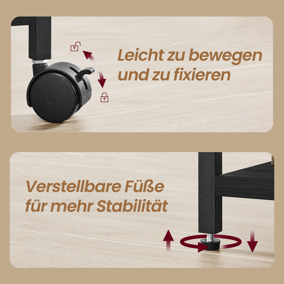 Archiefkast – 2 Laden – Printerstandaard – Vintage bruin-inkt zwart