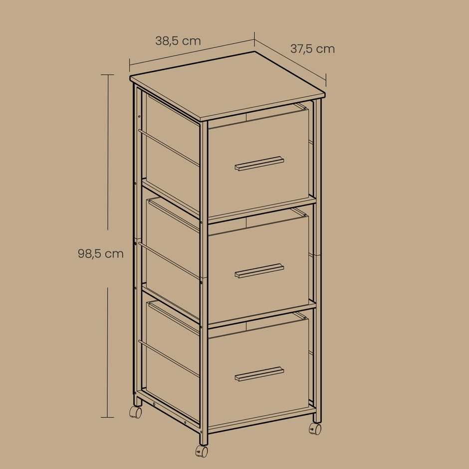 Archiefkast – 2 Laden – Printerstandaard – Vintage bruin-inkt zwart