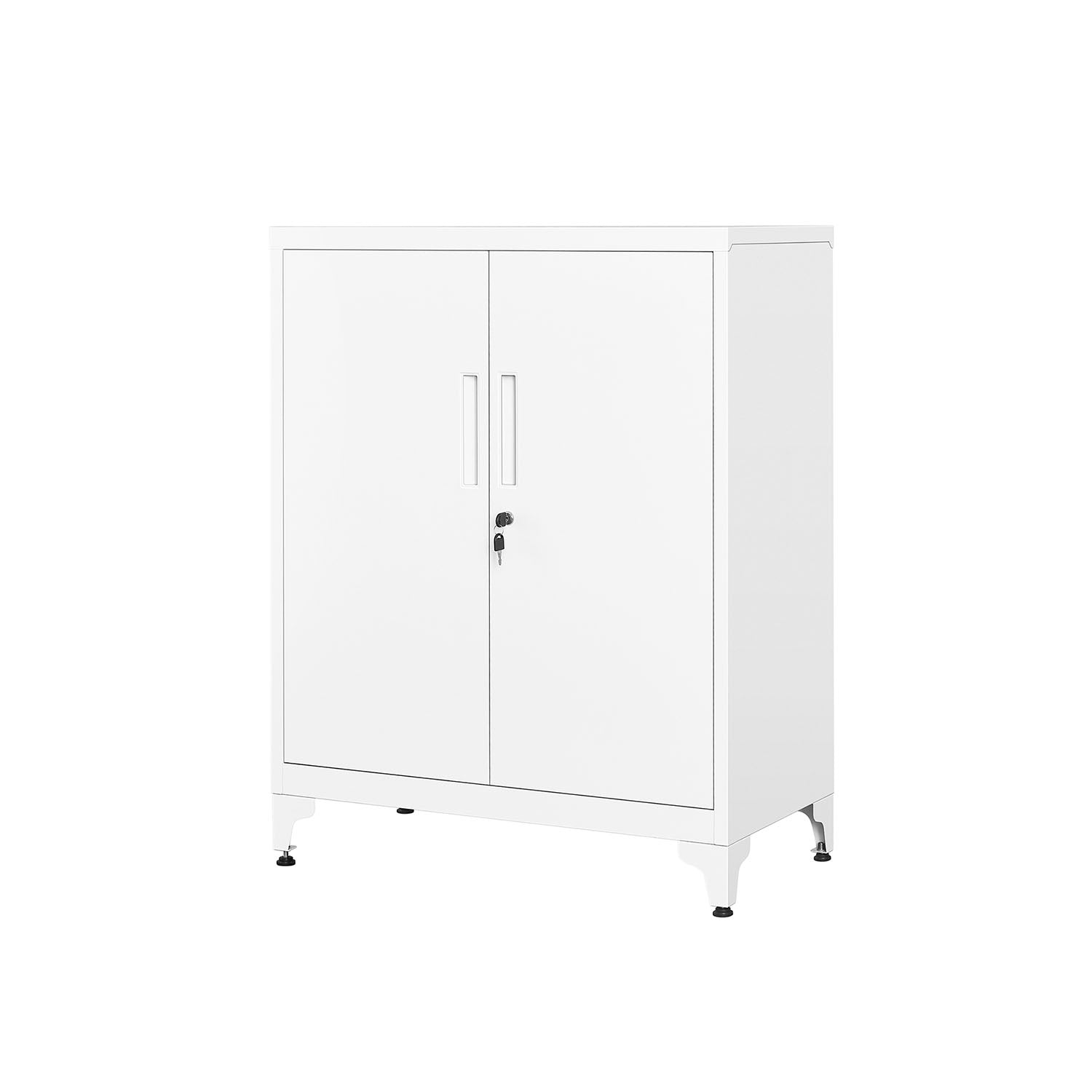 Afsluitbare archiefkast met 2 deuren – 40 × 80 × 90 cm – mat wit