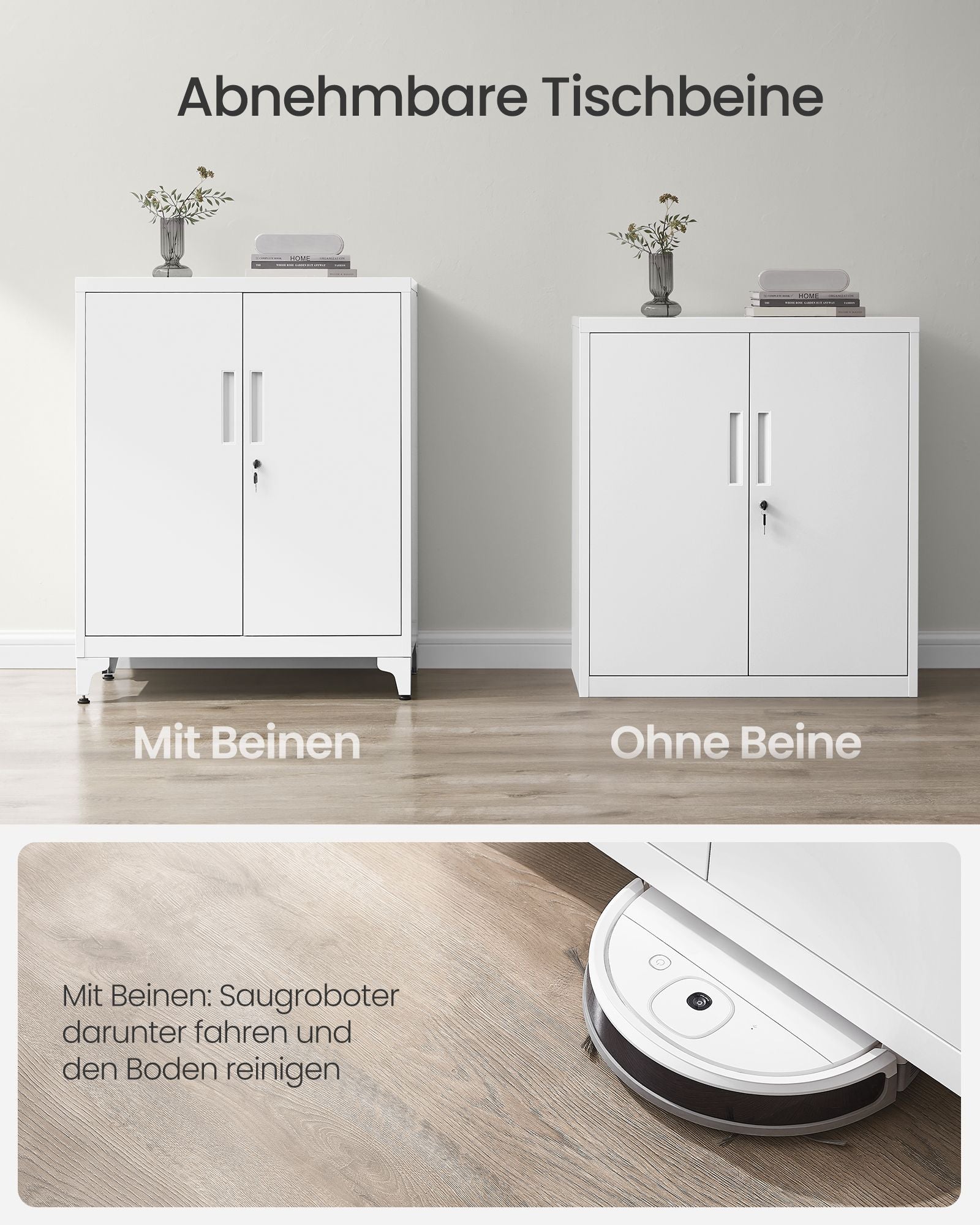 Afsluitbare archiefkast met 2 deuren – 40 × 80 × 90 cm – mat wit