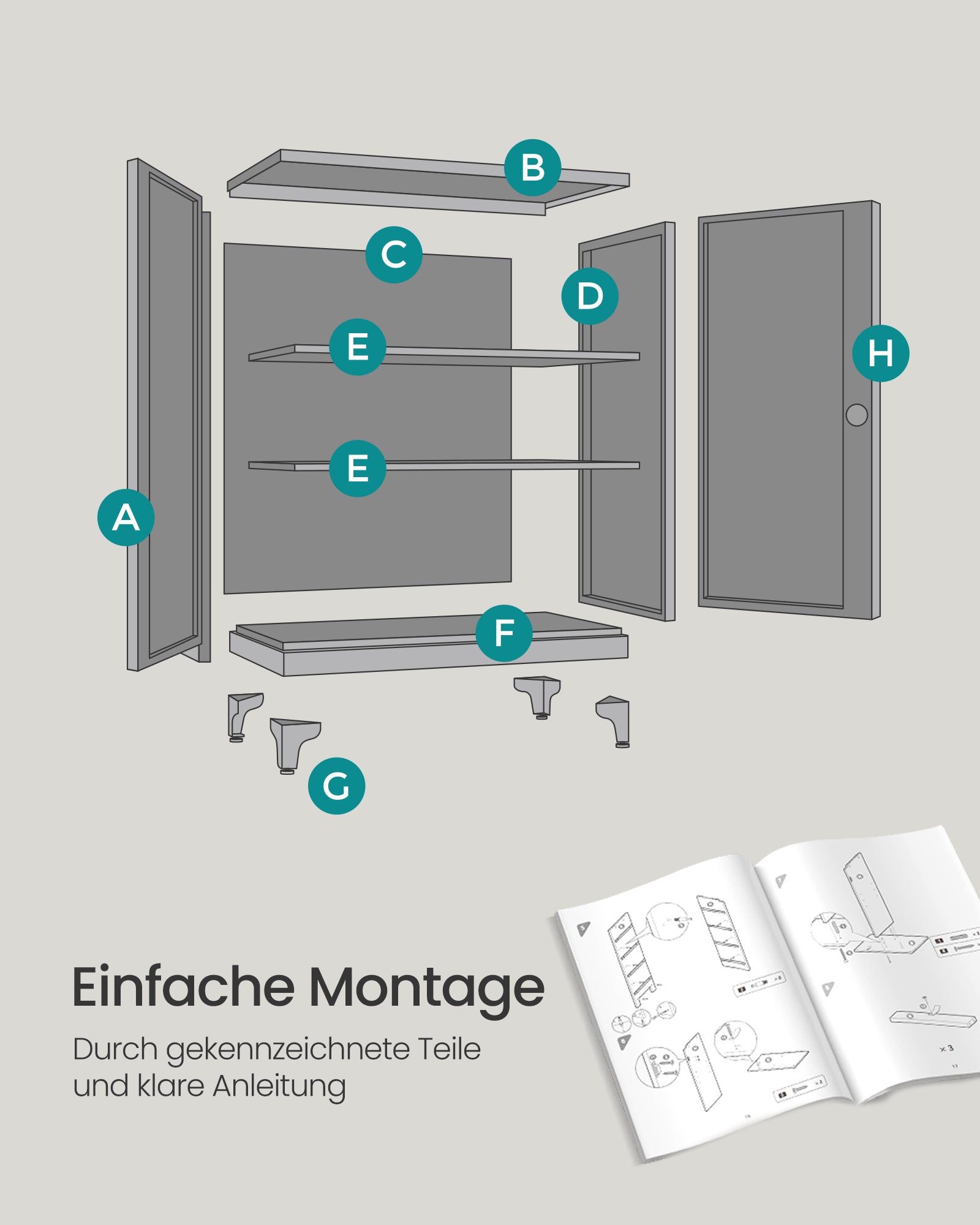Afsluitbare archiefkast met 2 deuren – 40 × 80 × 90 cm – mat wit