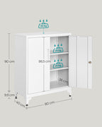 Afsluitbare archiefkast met 2 deuren – 40 × 80 × 90 cm – mat wit