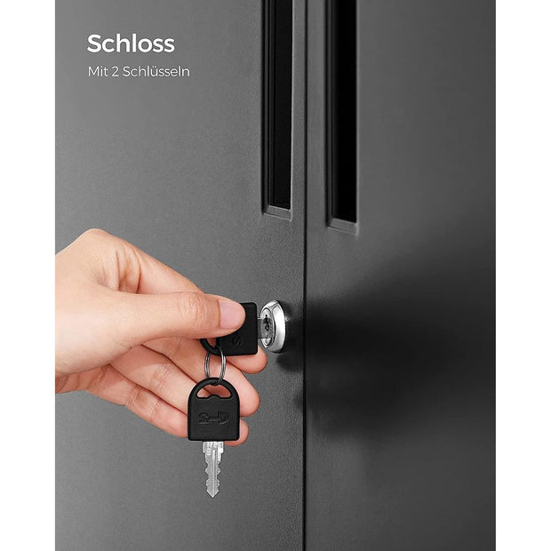 Archiefkast – Met 2 Deuren en Slot – Staal – Zwart