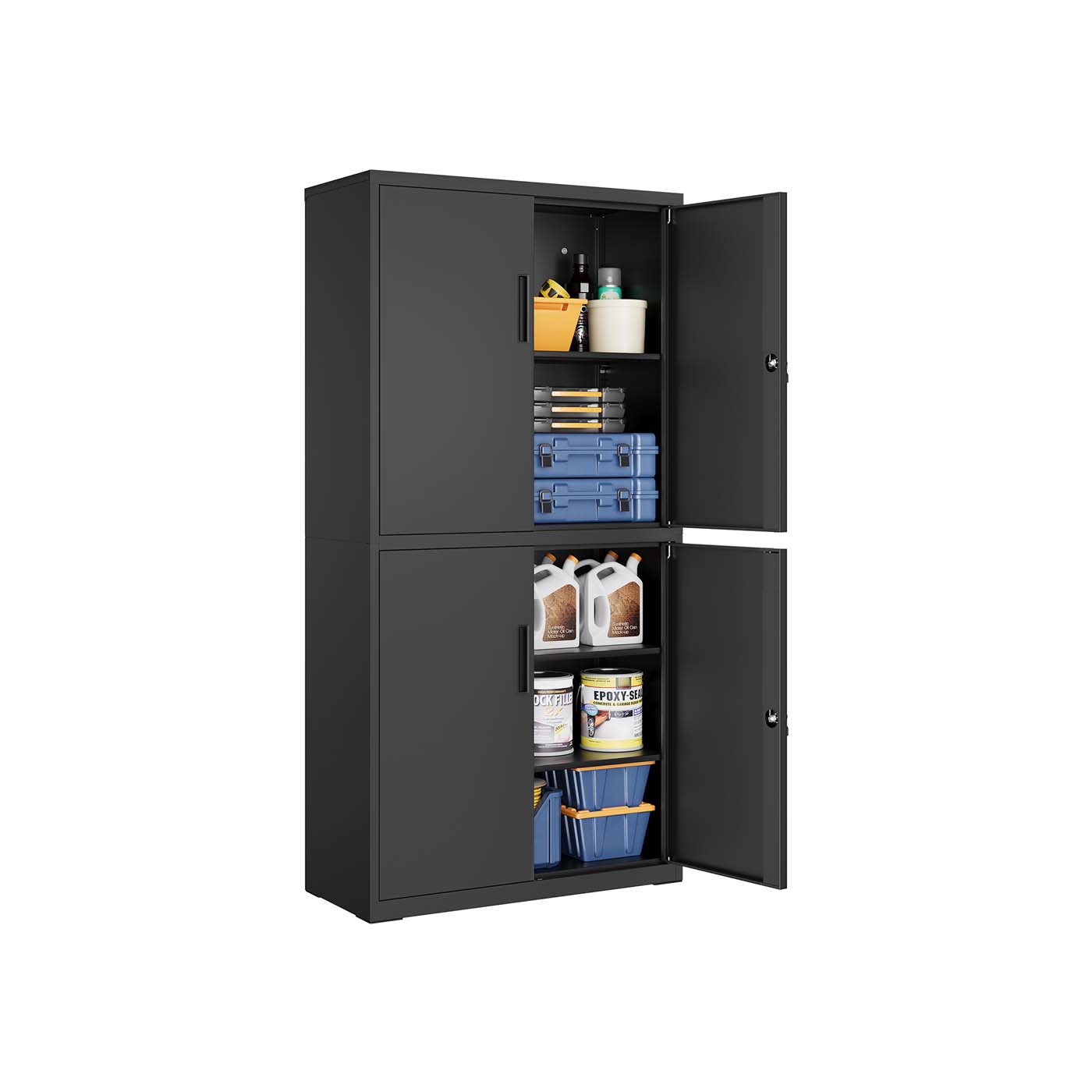 Archiefkast met 4 deuren en 5 niveaus 40 x 80 x 180 cm matgrijs