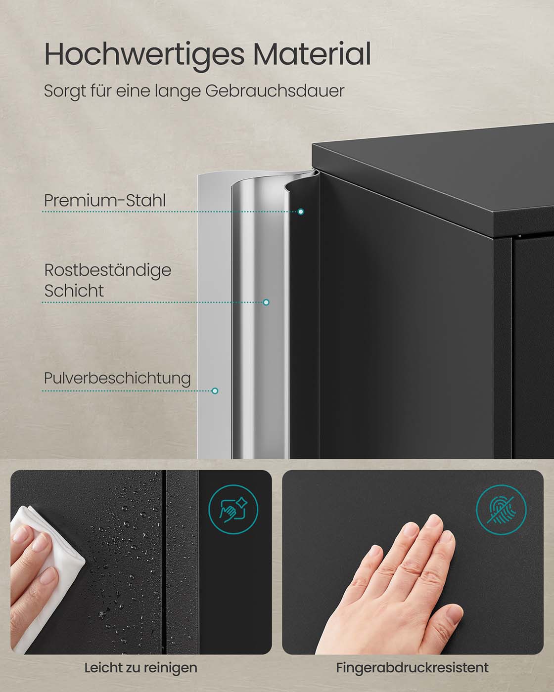 Archiefkast – 4 deuren en 5 niveaus – Staal – Mat zwart