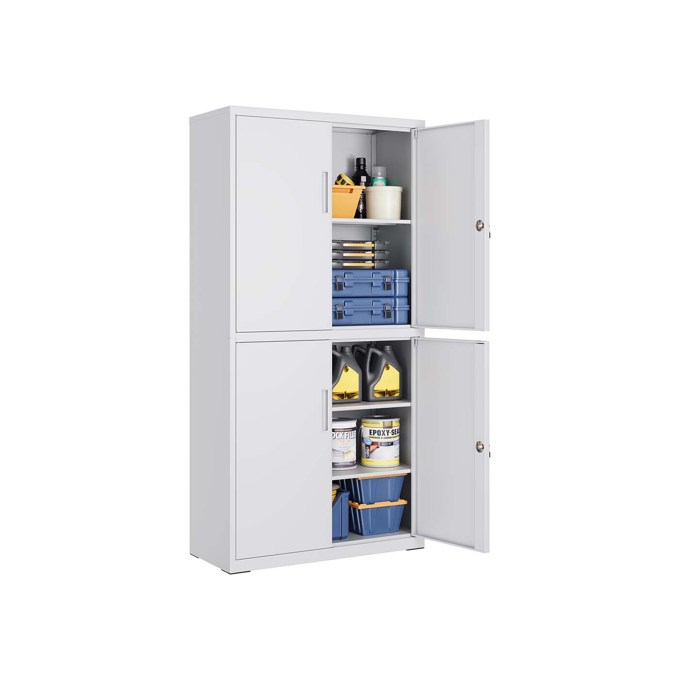 Archiefkast met 4 deuren en 5 niveaus 40 x 80 x 180 cm matgrijs