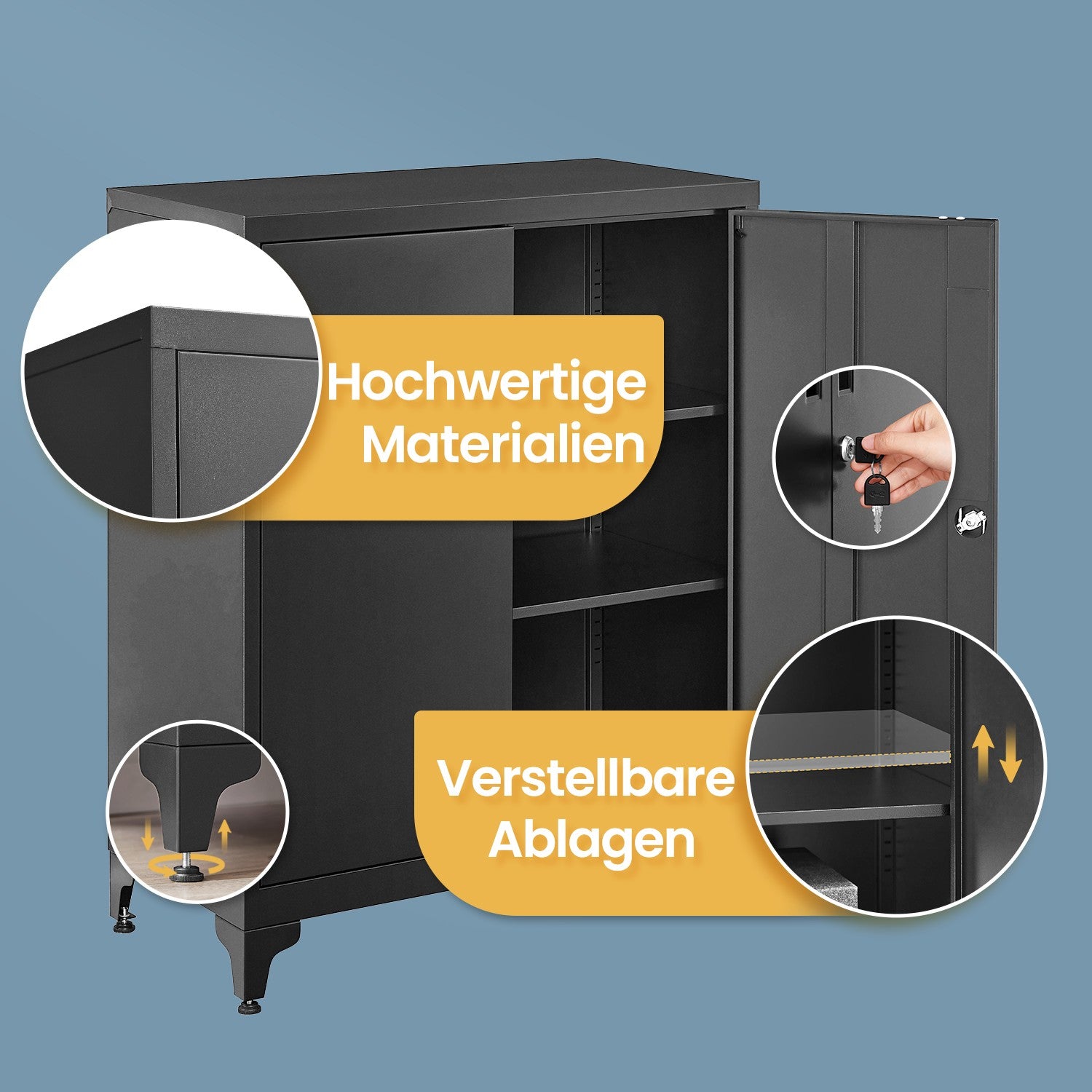 Archiefkast – Kantoorkast met 2 deuren, ruime opbergkast