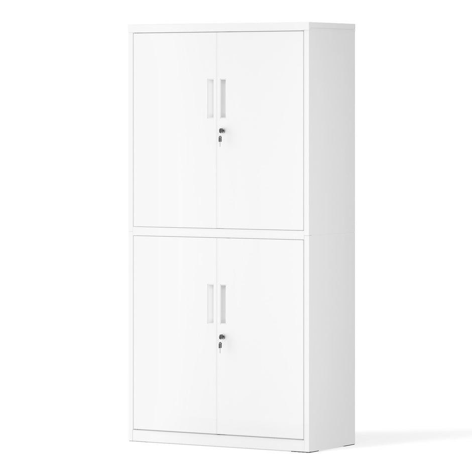 Archiefkast - 4 Deuren - 5 Verstelbare Planken - Met Slot - Wit