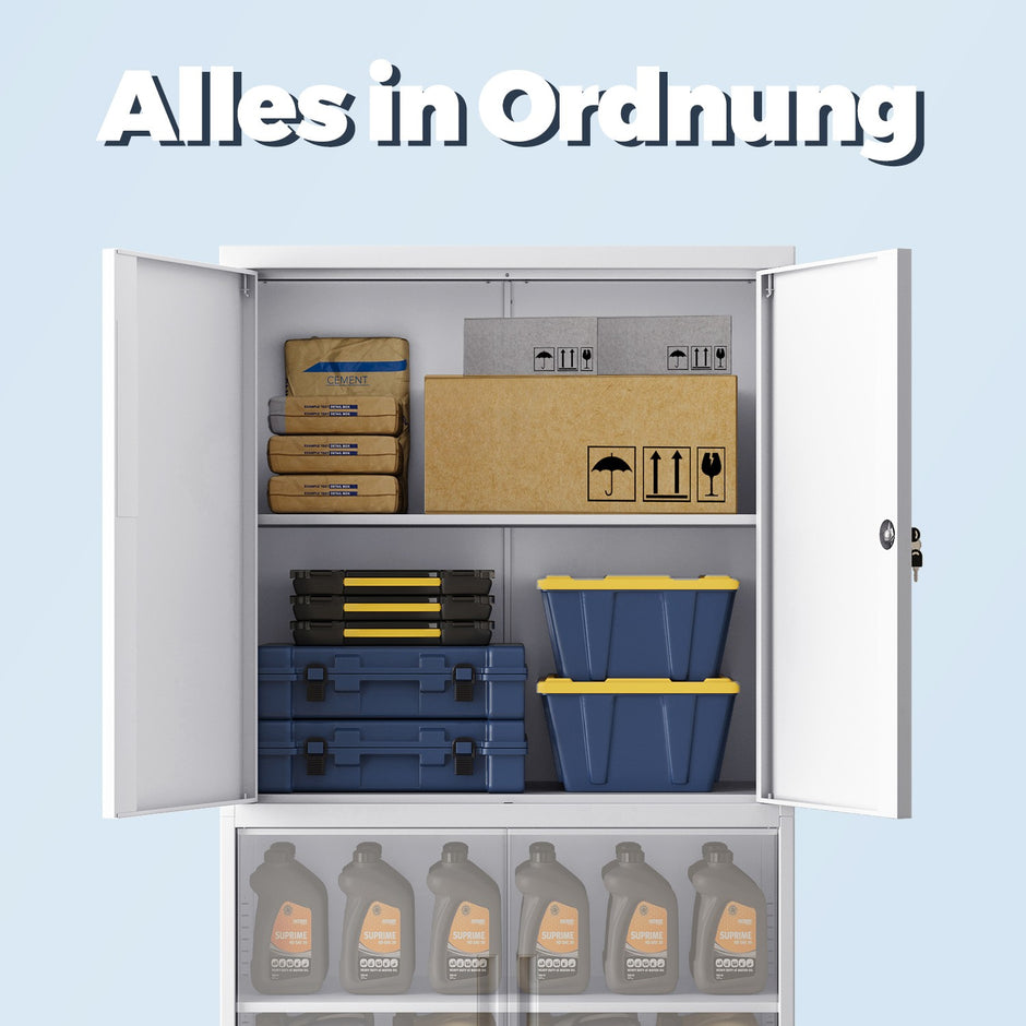 Archiefkast - 4 Deuren - 5 Verstelbare Planken - Met Slot - Wit