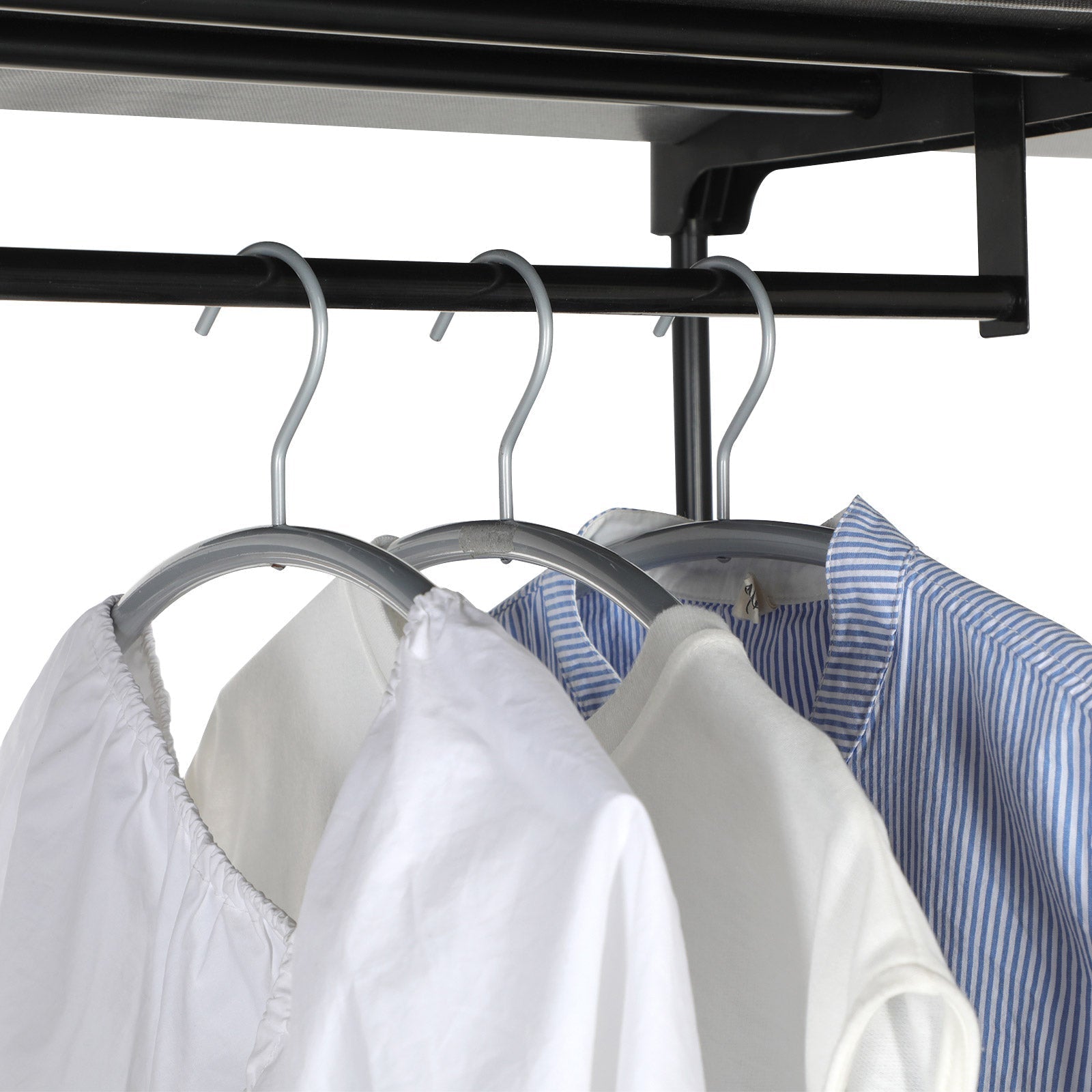 Kledingkast 112 x 43 x 165 cm – Open opbergruimte – Met legplanken – Tot 20 kg hangstang – Eenvoudige montage zonder gereedschap