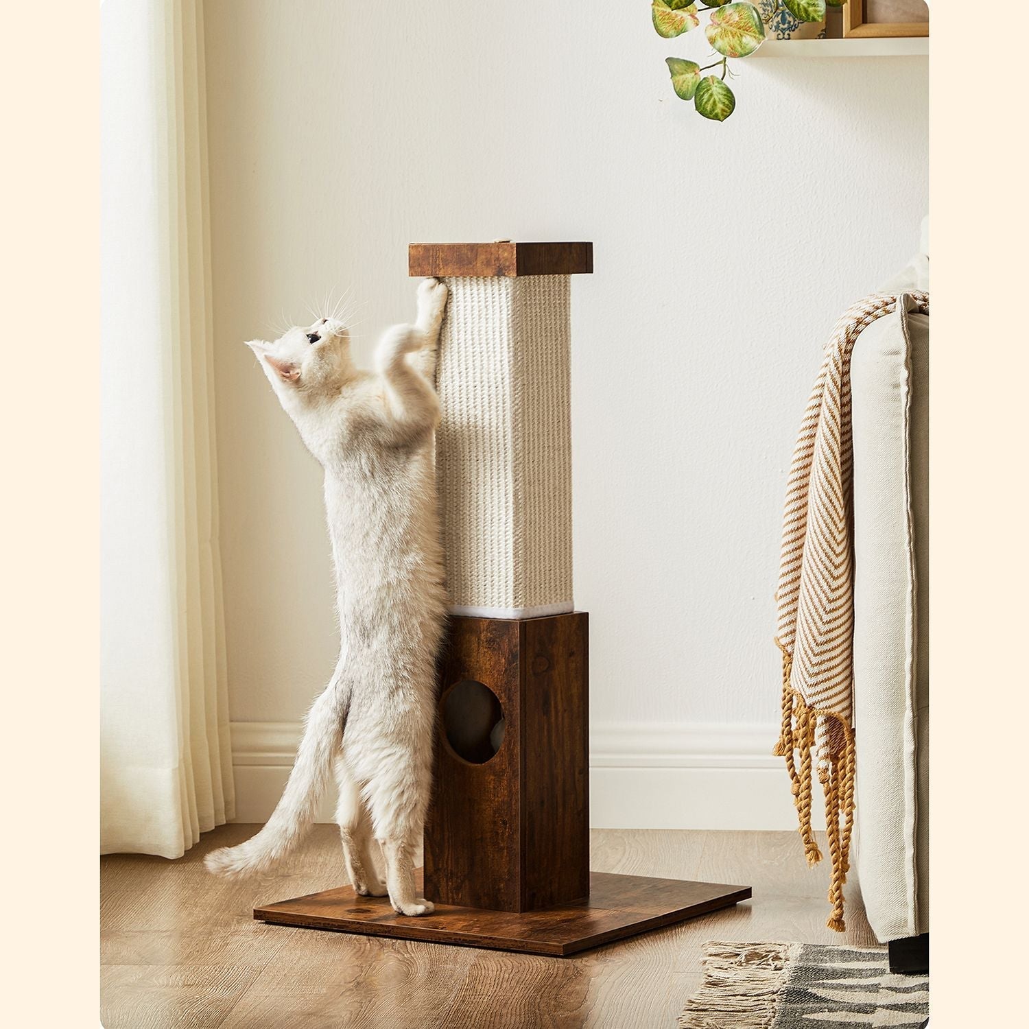 Kattenkrabpaal – Met speelbal – 73 cm – Vintage bruin
