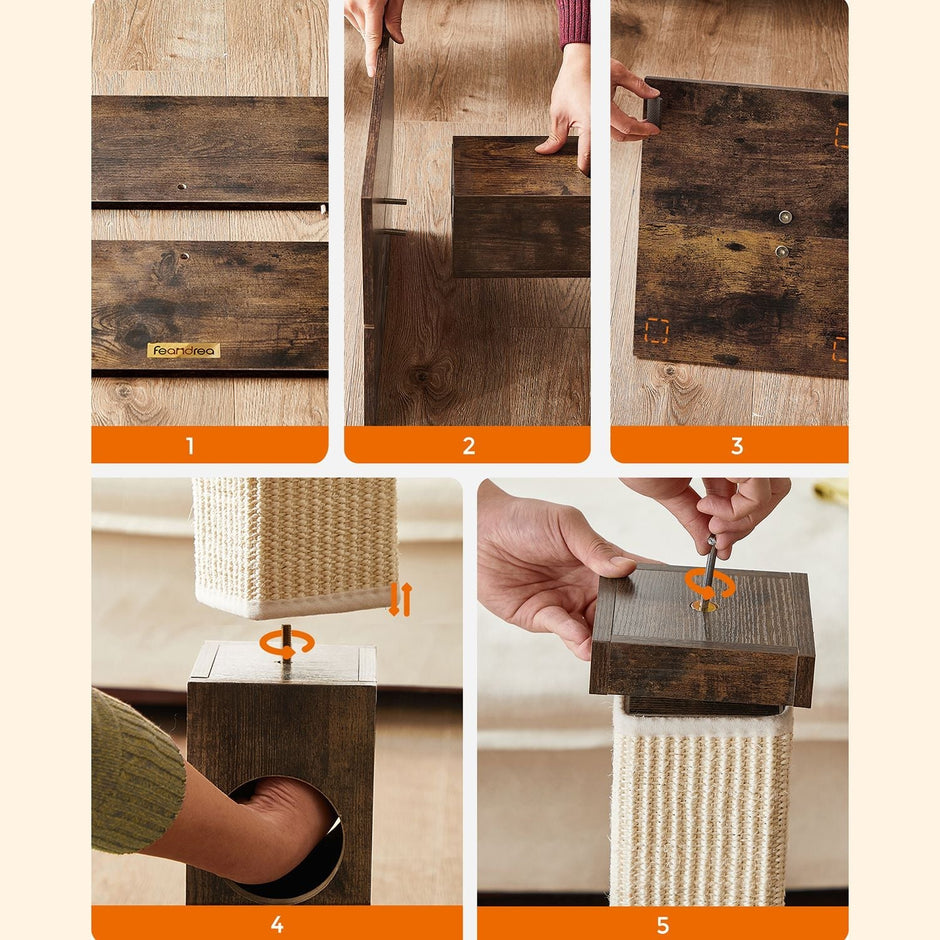 Kattenkrabpaal – Met speelbal – 73 cm – Vintage bruin