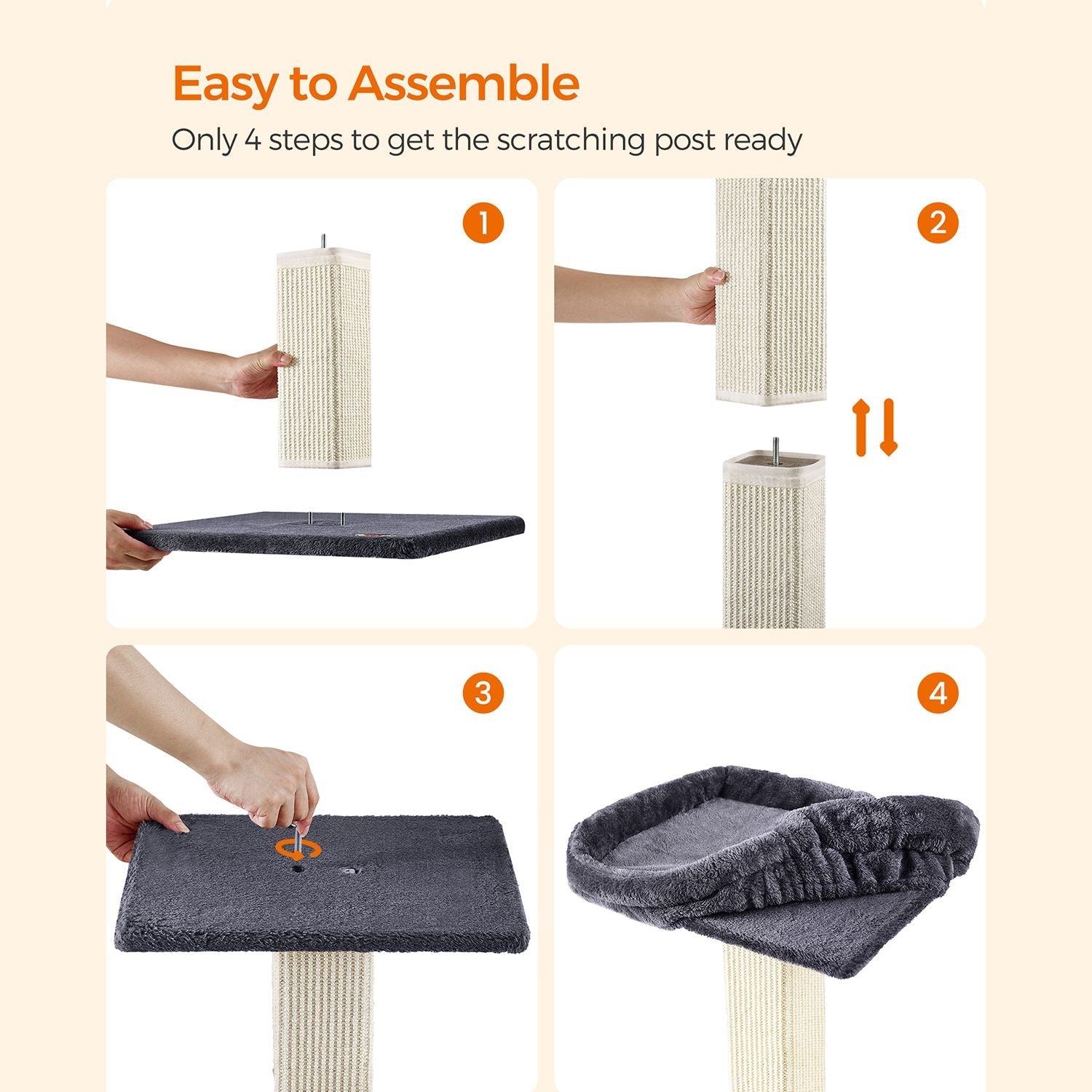 Kattenboom – Ruim pluche platform – Donkergrijs