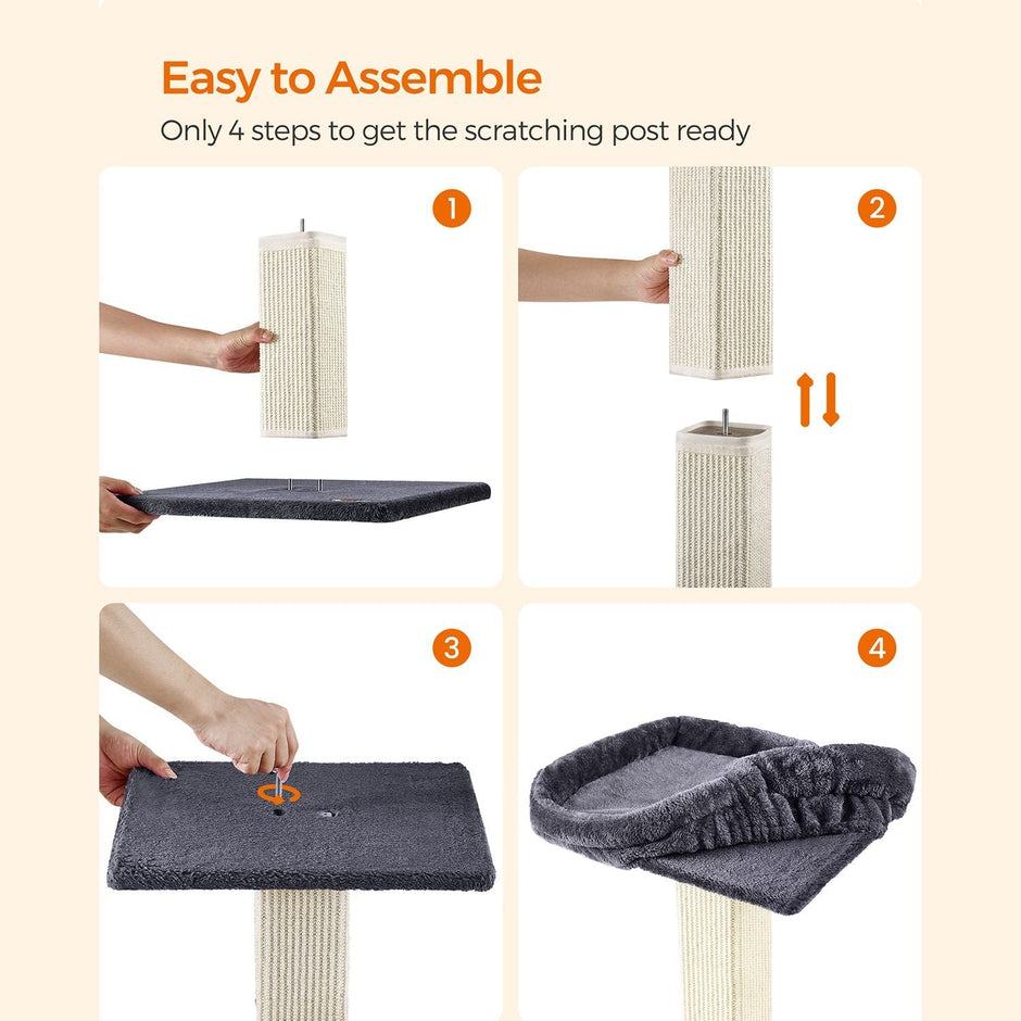 Kattenboom – Ruim pluche platform – Donkergrijs