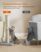 Krabpaal 85 cm Hoog met Bel en Pluchen Bal - Duifgrijs