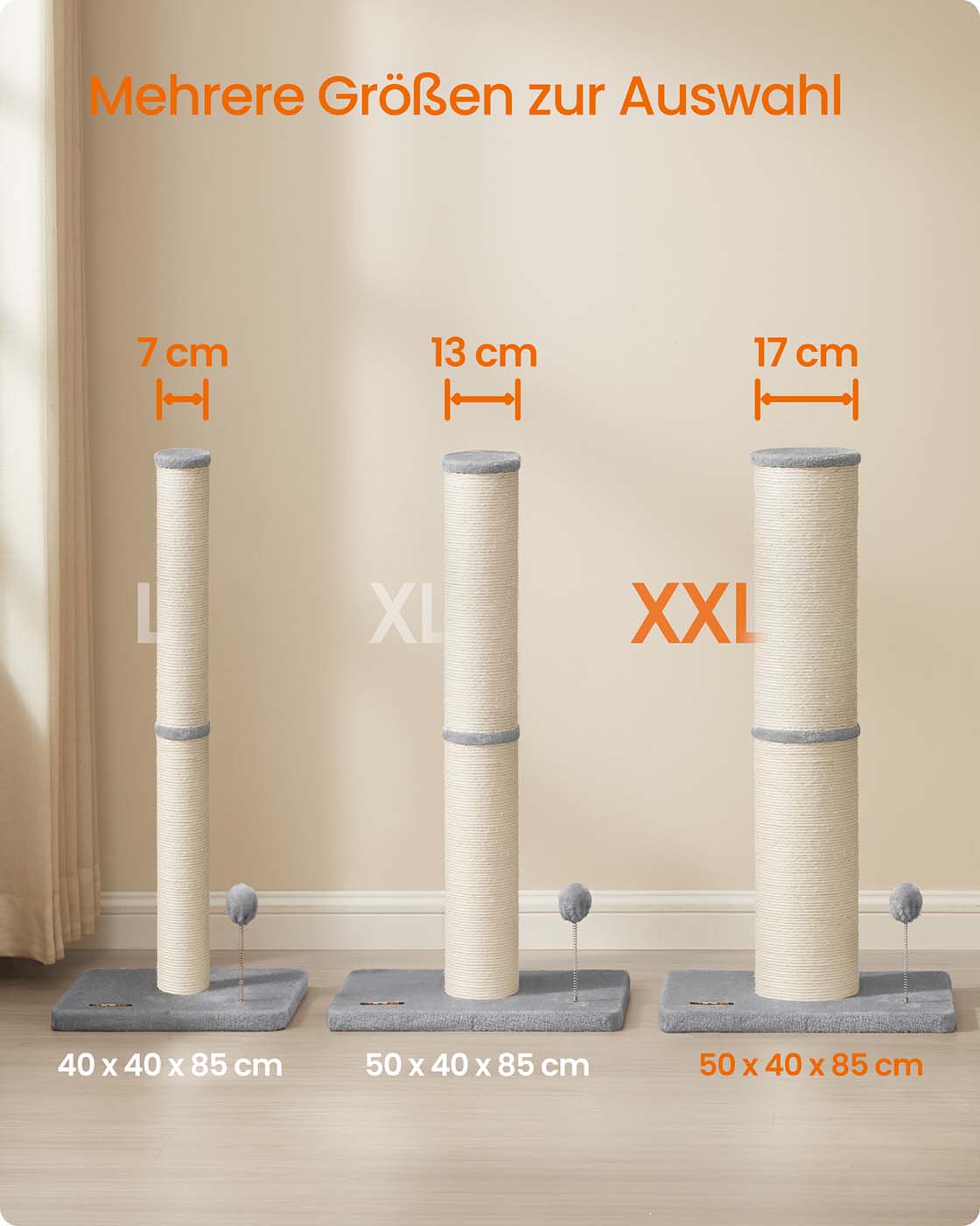 XXL krabpaal voor grote katten met pluche in duifgrijs