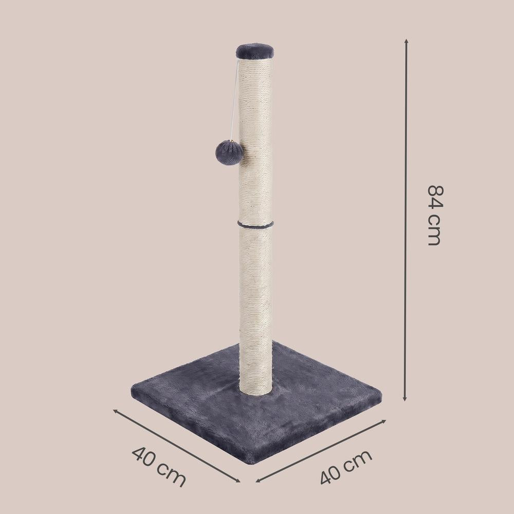 Krabpaal – Natuurlijk Sisal – Met Speelbal – 84 cm Hoog – Donkergrijs