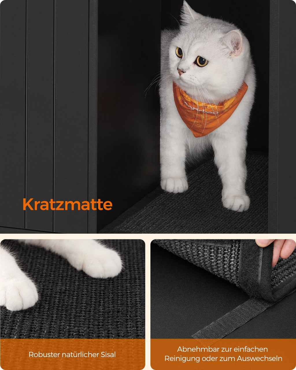 Kattenbakkast met krabmat en gouden poten