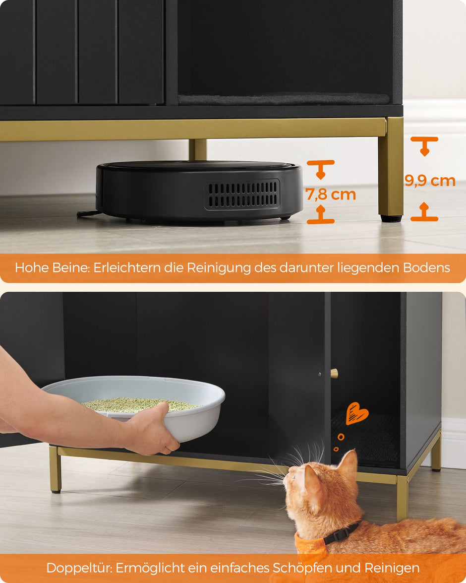 Kattenbakkast met krabmat en gouden poten – Zwart-Goud