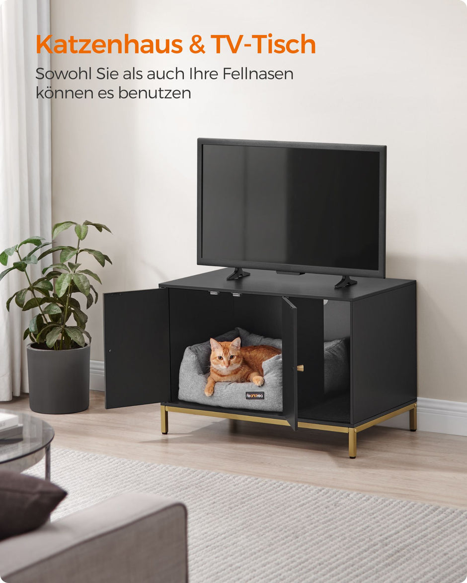 Kattenbakkast met krabmat en gouden poten – Zwart-Goud