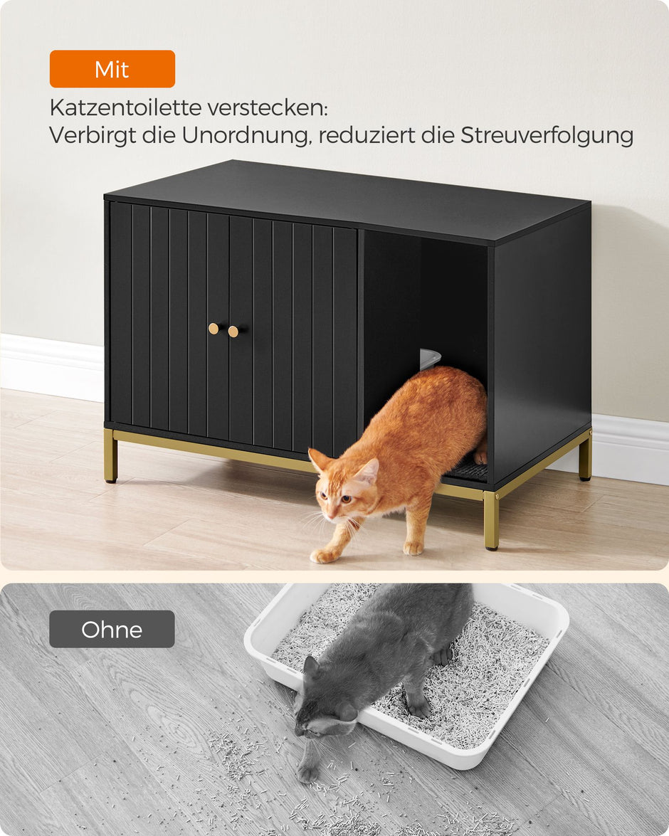 Kattenbakkast met krabmat en gouden poten – Zwart-Goud
