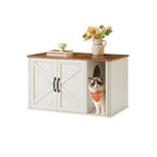 Kattenhuis – Dubbele Deuren met Handgrepen – Wolkwit