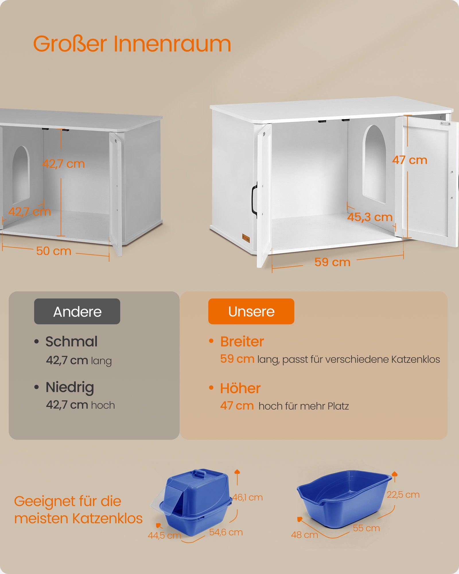 Kattenhuis Met Dubbele Deuren En Handgrepen Wolkwit