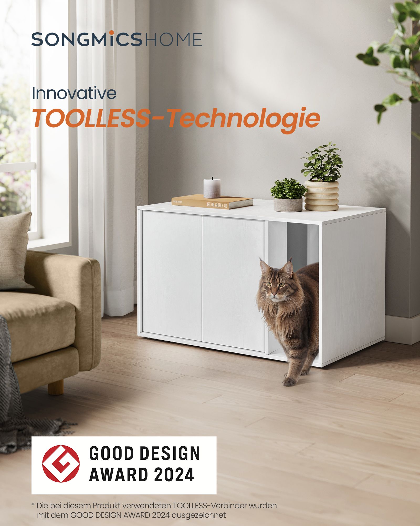 Kattenbakkast Met Push-To-Open Deuren Voor Grote Katten