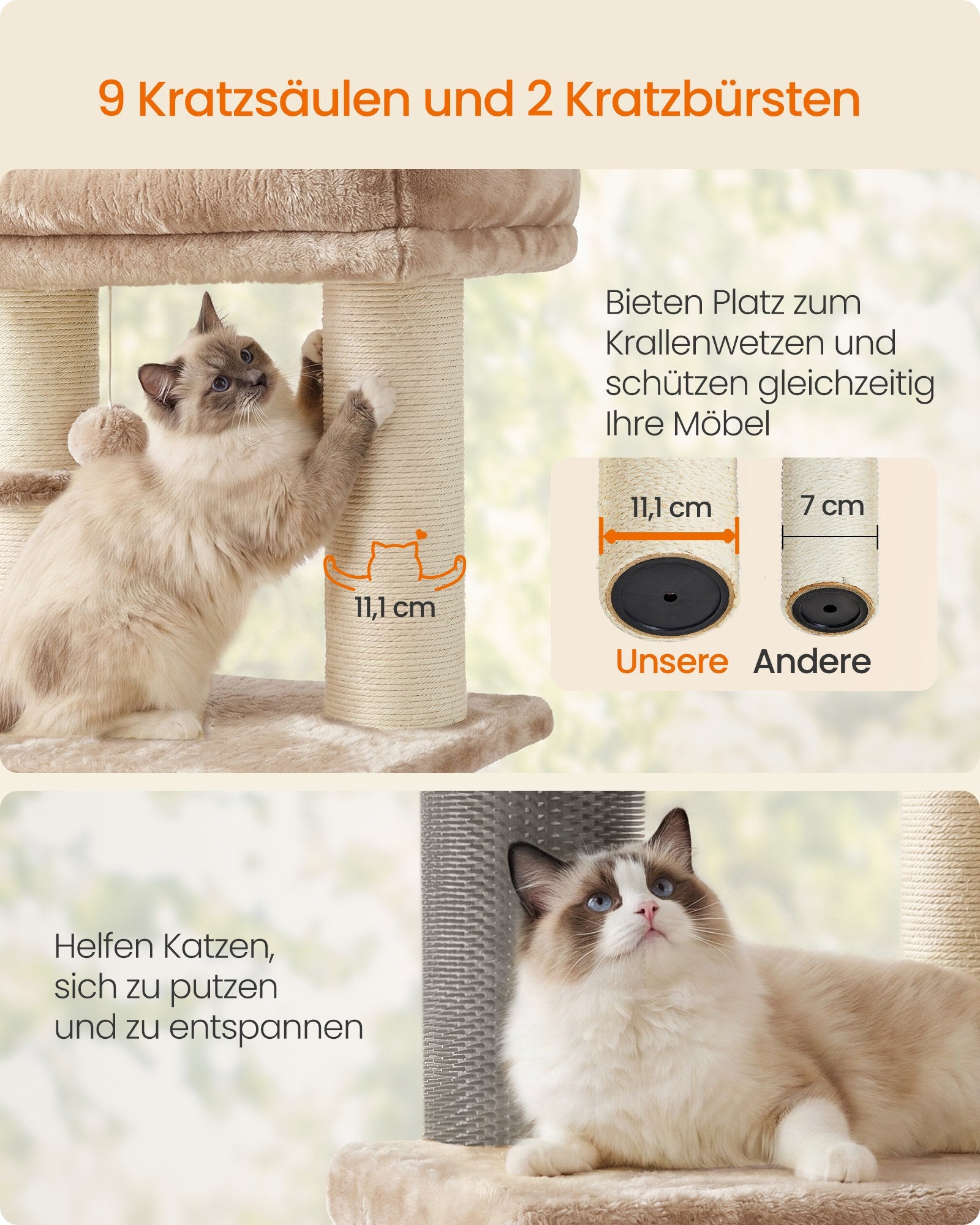 Krabpaal - 160 cm - Zelfverwarmende Deken - Voor Grote Katten - Beige