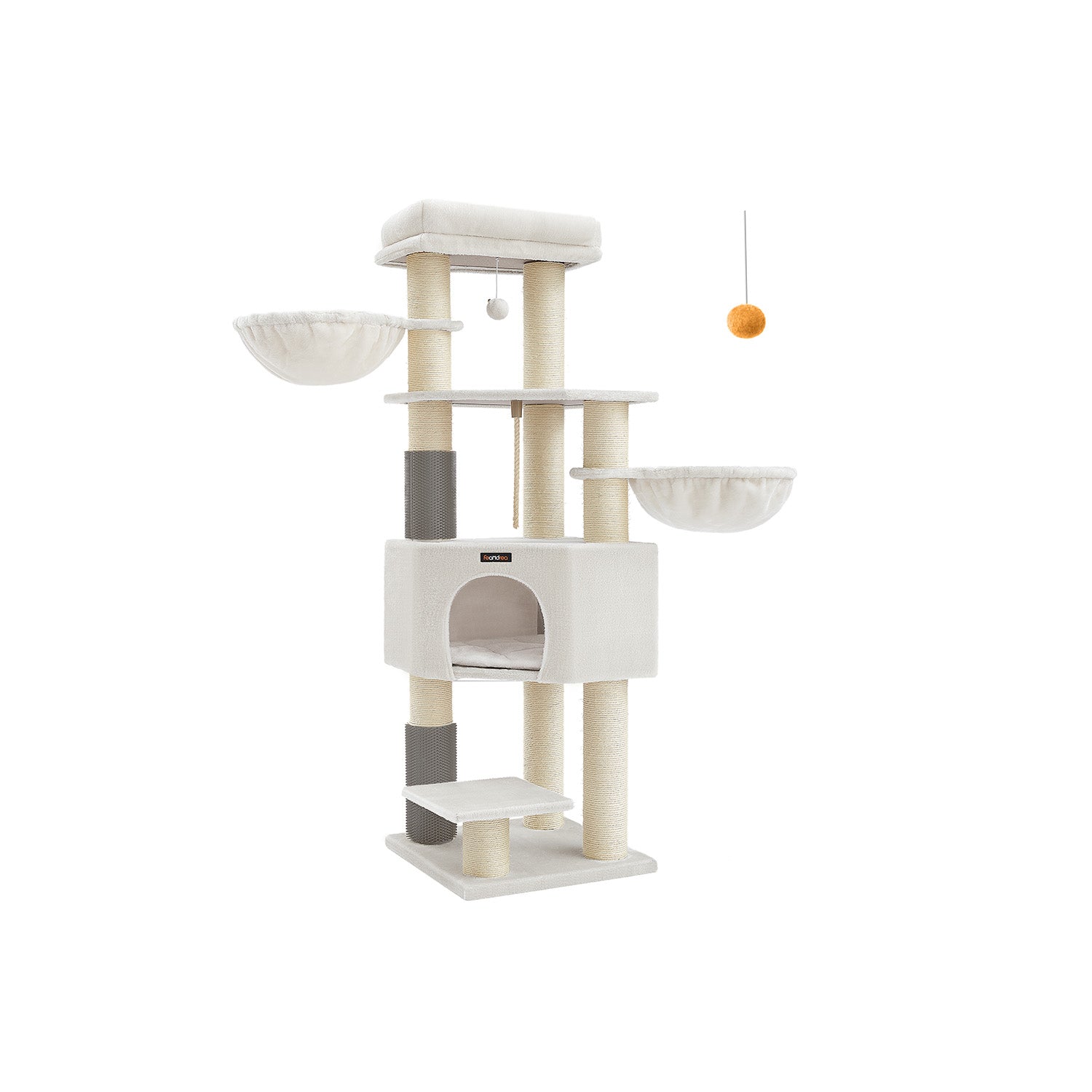 Krabpaal Met Plateaus 50 X 50 X 160 Cm Crème Wit-Beige