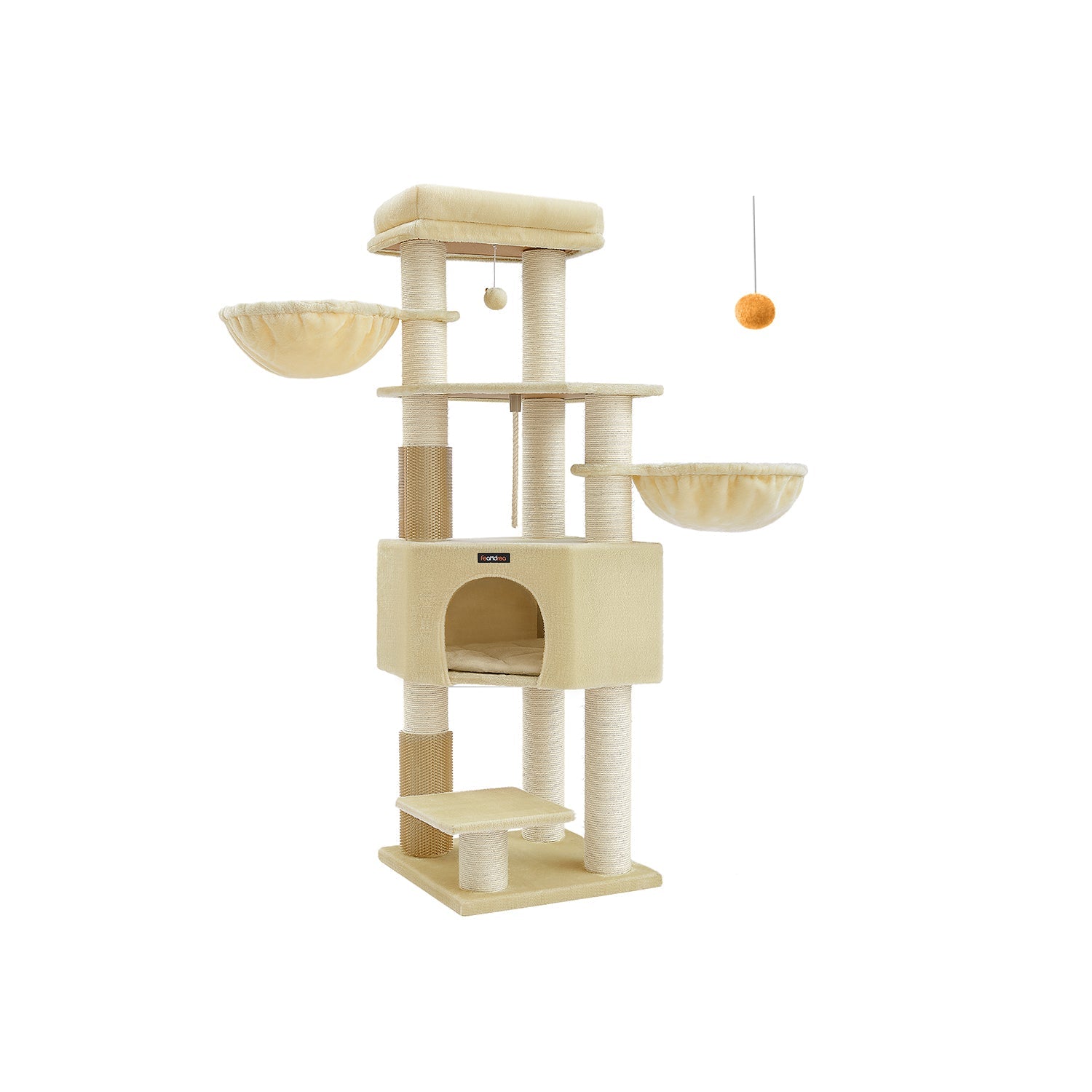 Krabpaal Met Plateaus 50 X 50 X 160 Cm Crème Wit-Beige