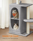 Kattenboom met 2 holen en 1 platform – Pluche – Lichtgrijs