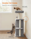 Kattenboom met 2 holen en 1 platform – Pluche – Lichtgrijs