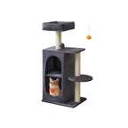 Kattenboom met 2 holen en 1 platform – Pluche – Lichtgrijs