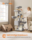 Krabpaal - 174 cm - Groot Platform - Dubbele Grot - Duifgrijs