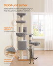 Krabpaal - 55 x 55 x 174 cm - met groot platform en dubbele grot - duifgrijs - 19,4 kg