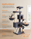 Krabpaal 55 x 55 x 174 cm - Groot platform - Dubbele grot - Donkergrijs - 19,4 kg maximum capaciteit