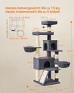Krabpaal - 174 cm - Groot Platform - Dubbele Grot - Donkergrijs