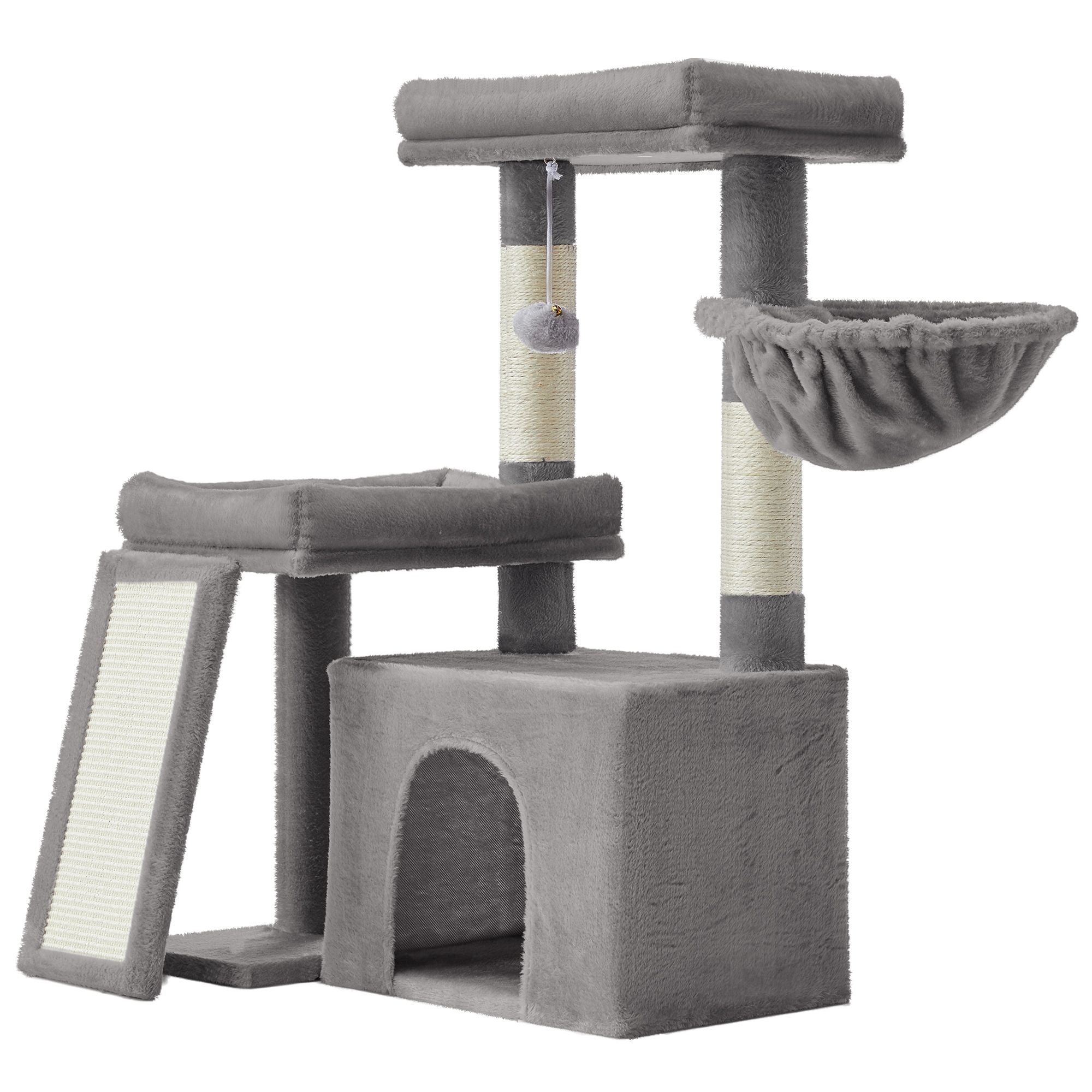 Krabpaal met Grot - Hellingbaan - 2 Platformen - Sisal - Lichtgrijs