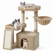 Krabpaal – Met Krabplank en Kattenhol – Pluche en Sisal – 86 cm – Licht Kameelbruin