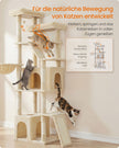 Grote Kattenboom – 184,5 cm – 7 Krabpalen – 2 Holen – Hangmat en 2 Ligplekken – Zandbeige