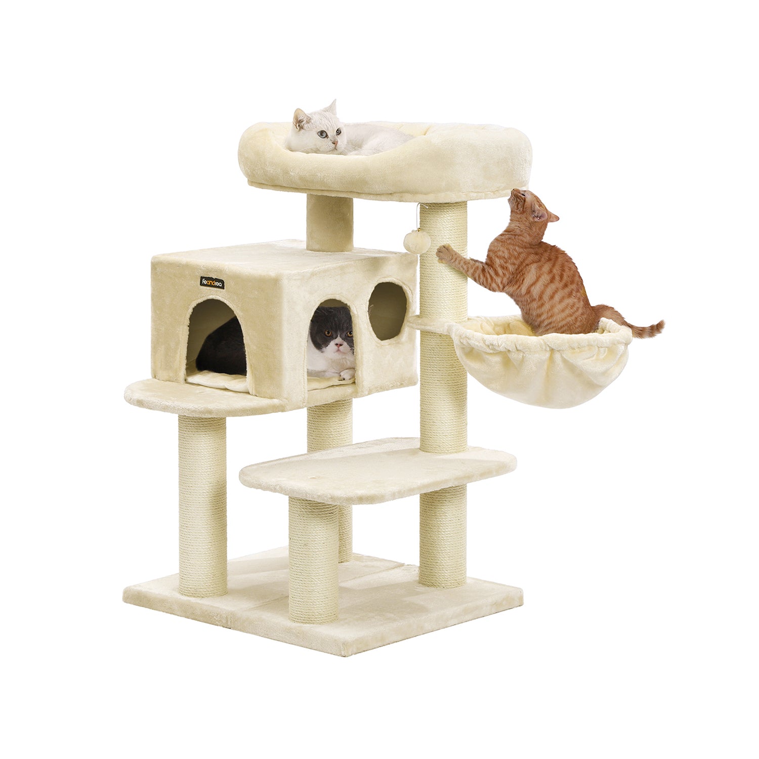 Krabpaal met platform en grot voor katten 112 cm lichtgrijs