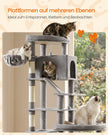 Krabpaal - Met Sisalstammen en Rustplateaus - Voor Grote Katten - Lichtgrijs - 105 x 45 x 202 cm