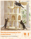 Krabpaal - Met Sisalstammen en Rustplateaus - Voor Grote Katten - Beige - 55 x 45 x 206 cm
