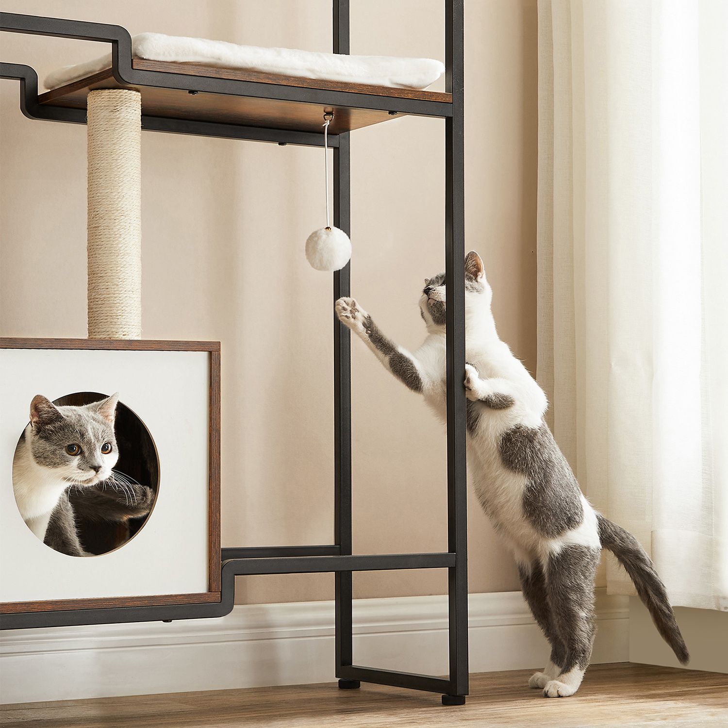Krabpaal - 2-in-1 meubel - Met plank - Bruin