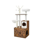 Krabpaal – 2-in-1 met kattenbak kast – Vintage bruin