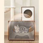 Krabpaal – 2-in-1 met kattenbak kast – Vintage bruin