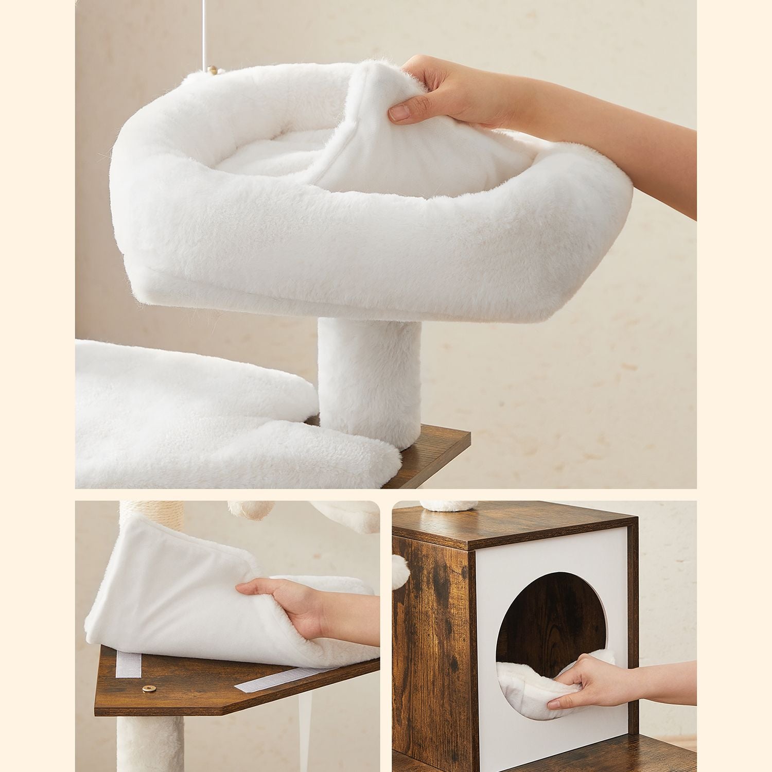 Krabpaal – 2-in-1 met kattenbak kast – Vintage bruin